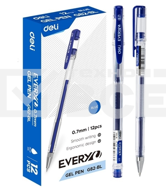 Ручка гелевая Deli EveryU EG82-BL прозрачный d=0.7мм син. черн. 1стерж. кругл.