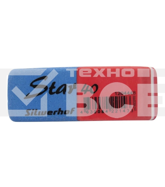 Ластик Silwerhof Star 40 181150 57х19.5х8мм каучук термопластичный синий