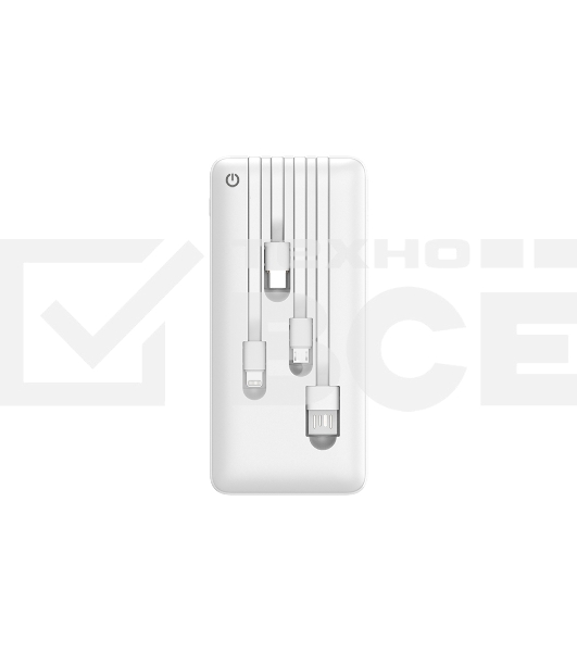 Портативный аккумулятор Powerbank Perfeo ABSOLUTE 10000mah In Micro usb,USB /Out USB,Micro usb,Type-C,Lightning, 2.1А/ белый (PF_B4879)
