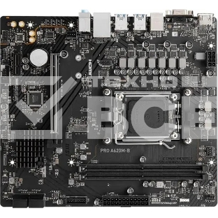 Материнская плата MSI PRO A620M-B, AM5, AMD A620, 2xDDR5, 4xSATA, 1xM.2 (PCIe 4.0 x4), 1xPCIe 4.0 x16, 1xPCIe 3.0 x1, 1xHDMI, 1xVGA, 1x2.5Gb LAN, 6xUSB-A 5Gbps, 6xUSB-A 2.0, 3x3.5 мм, 7.1, mATX