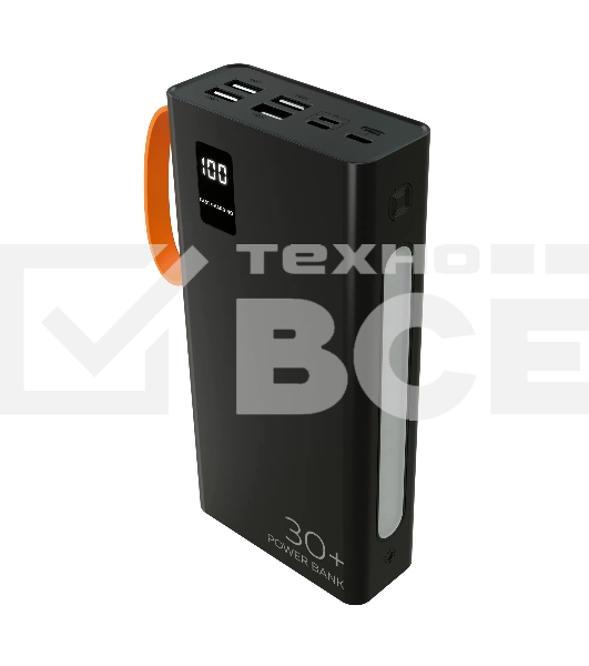 Портативный аккумулятор More choice (4620202550576) PB22-30 с кабелем 2USB 2.1A - 30000mAh черный