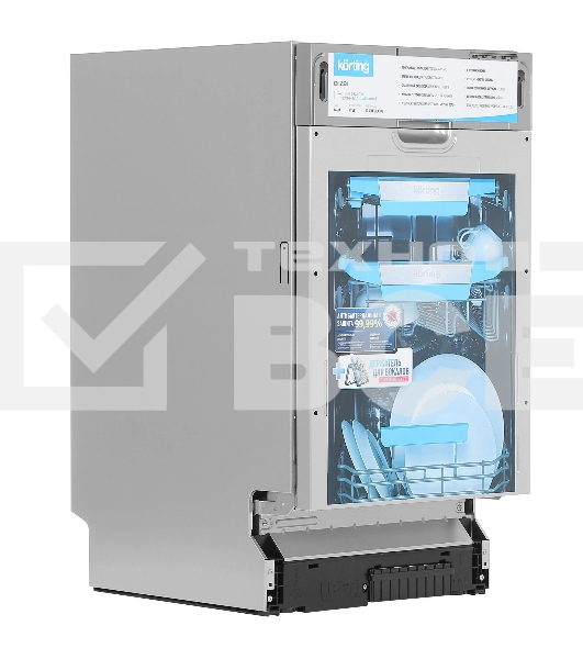 Встраиваемая посудомоечная машина Korting KDI 45570, нержавеющая сталь, 44.8 см, 10 компл., 47 дБ, класс A++
