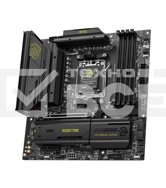 Материнская плата MSI MAG B850M MORTAR WIFI, AM5, AMD B850, 4xDDR5, 4xSATA, 3xM.2, 1xPCIe 5.0 x16, 1xPCIe 4.0 x4, 1xHDMI, 1x5Gb LAN, Wi-Fi 7, Bluetooth 5.4, 1xUSB-C 40Gbps, 1xUSB-C 20Gbps, 5xUSB-A 10Gbps, 2xUSB-A 5Gbps, 4xUSB-A 2.0, 1xS/PDIF, 2x3.5 мм, 7.