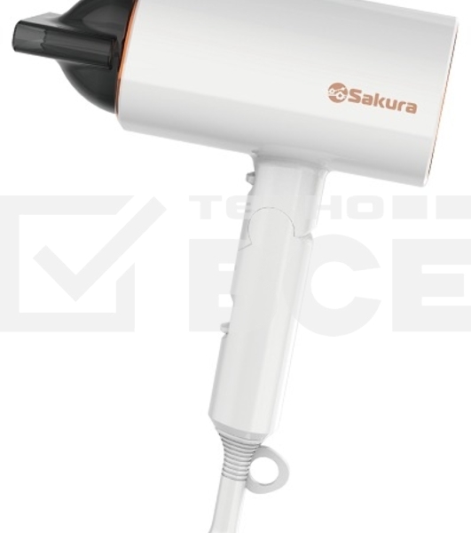 Фен SAKURA SA-4043W белый, 2000 Вт, компактный