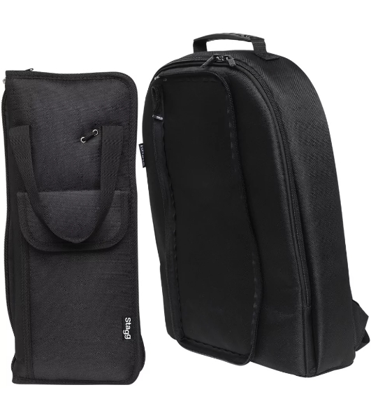 Рюкзак-чехол STAGG DSBACKPACK для 10 пар палочек, усиленный нейлон, много карманов, вес 1,2 кг, чёрный.