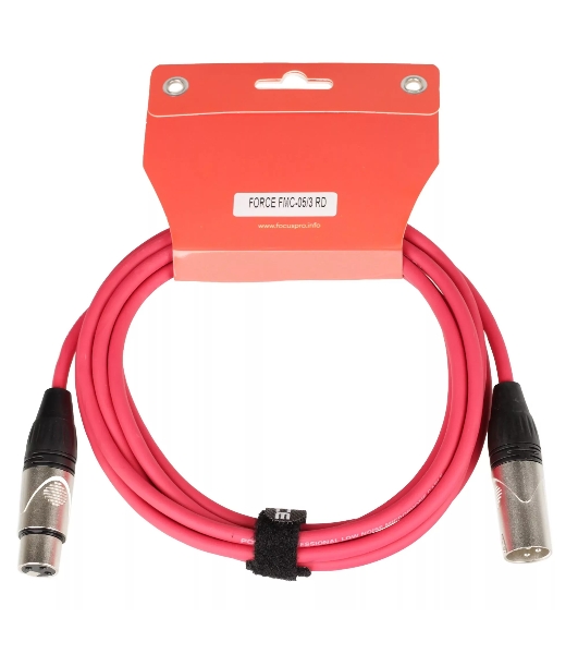 Микрофонный кабель FORCE FMC-05/3 RD XLR (F) -XLR (M), разъемы с никелевым корпусом и посеребренными контактами, 3 м, цвет красный