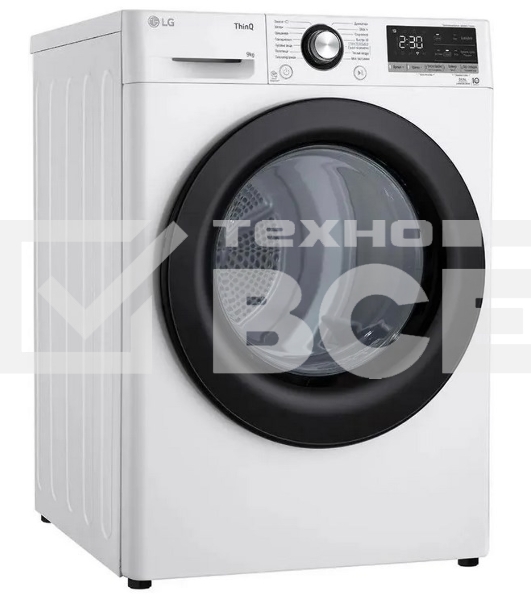 Сушильная машина LG DC90V3V6W белый, 9 кг, сушка - тепловой насос, программ - 14, 60 x 85 x 66 см