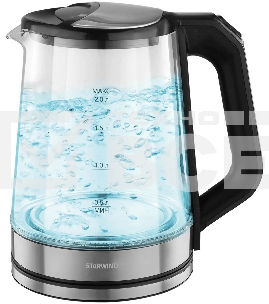 Чайник электрический Starwind SKG2112 2л. 1800Вт черный/прозрачный корпус: стекло