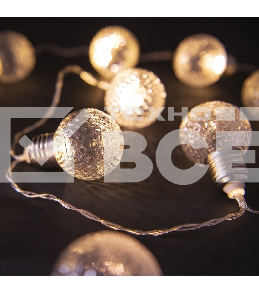 Гирлянда светод. Funray Лампы,SE-HL-1.810WW,2xАА,1.8м,10LED,10ламп,тепл.бел,прозрачный провод