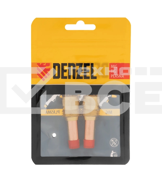 Держатель цанги Denzel с газовой линзой для электрода 2,4 мм, 2 шт
