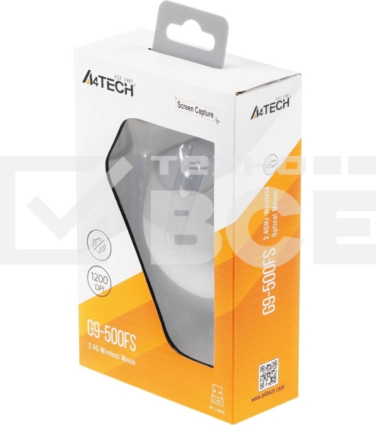 Мышь беспроводная A4Tech G9-500FS черный, 1200 dpi, радиоканал, USB, кнопки - 4