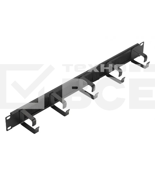 Кабельный органайзер 19' c щеточным вводом с 5 металлическими кольцами, 1U