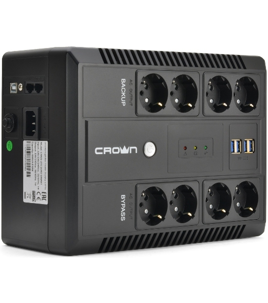 Источник бесперебойного питания CMUS-275 EURO SMART/850 ВА/480 Вт/8 х CEE 7 (евророзетка)