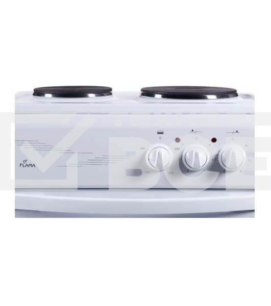 Плита электрическая Flama CE 3201 W белый, конфорок 2 шт, духовка 30 л, 50 см x 85 см x 36 см