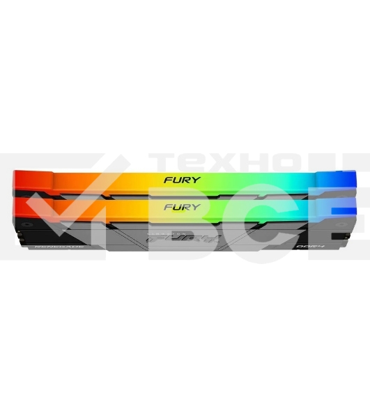 Оперативная память Kingston Fury Renegade, DDR4, 32GB (2x16GB), 3200MHz, CL16, с радиатором, RGB, серебристый/чёрный