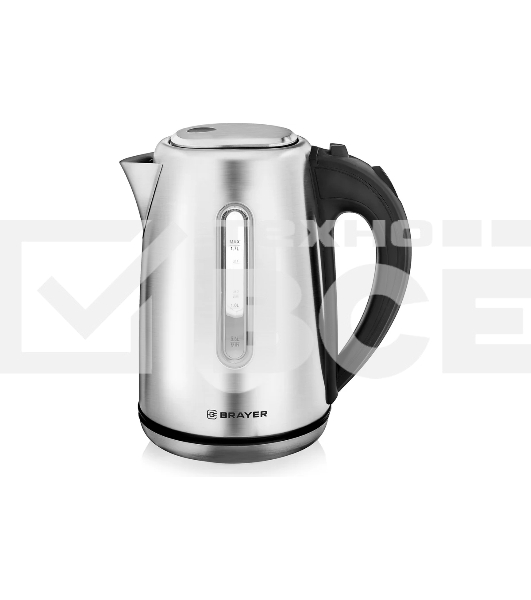 Чайник электрический BRAYER BR1014, 2200 Вт, 1,7 л, нержав.сталь, индикат. уровн. воды, автоотключ