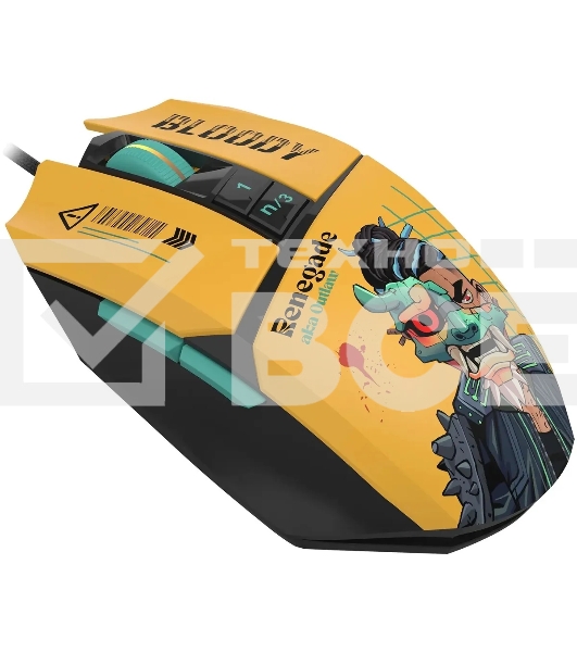 Мышь проводная A4Tech Bloody W63 Max Renegade желтый, 12000 dpi, USB, кнопки - 7