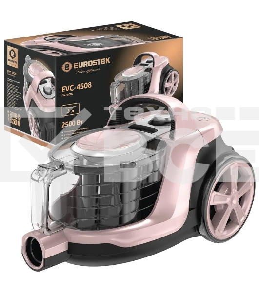 Пылесос Eurostek EVC-4508 розовый/черный, 420/2500 Вт, уборка сухая, пылесборник контейнер 3 л