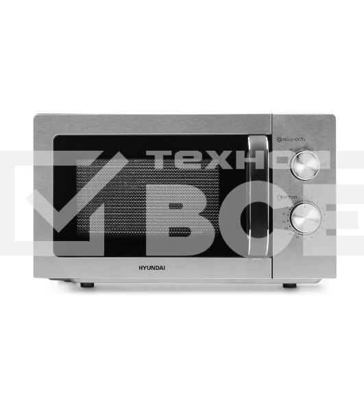 Микроволновая печь Hyundai HYM-M2013 нержавеющая сталь/черный, 20 л, 700 Вт, переключатели - электронный поворотный механизм