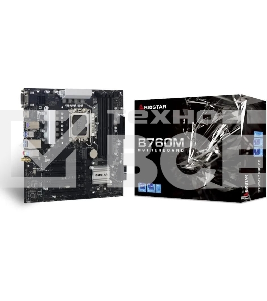 Материнская плата Biostar B760MXC PRO, LGA 1700, Intel B760, 4xDDR4, 8xSATA, 2xM.2, 1xPCIe 4.0 x16, 3xPCIe 3.0 x1, 1xHDMI, 1xDVI, 1xVGA, 1x 1Gb LAN, 4xUSB-A 3.2 Gen 2, 2xUSB-A 2.0, 3x3.5 мм, 7.1, mATX