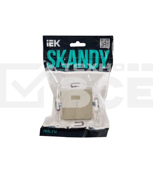 Выключатель проходной 1-кл. IEK SKANDY SK-V08B 10А с индикацией бежевый SK-V12-1-10-K10