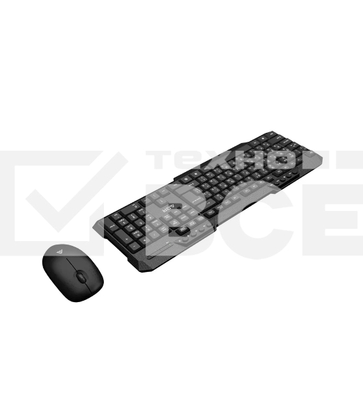 Клавиатура и мышь ABR KW807 черный, интерфейс USB, беспроводной, 2.4G, RU/EN