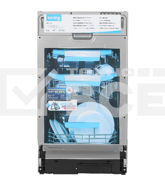 Встраиваемая посудомоечная машина Korting KDI 45570, нержавеющая сталь, 44.8 см, 10 компл., 47 дБ, класс A++