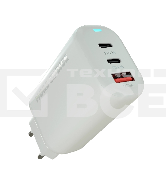 Сетевое зарядное  устройство MORE CHOICE NC79a 1USB+2Type-C 3.0A PD 65W быстрая зарядка для Type-C 2м белый