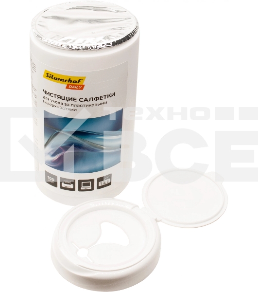Салфетки Silwerhof DAILY для компьютеров и оргтехники туба 100шт влажных