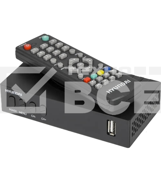 Приставка для цифрового ТВ Hyundai H-DVB440 черный, DVB-T2, DVB-T, DVB-C, HDMI, USB 2.0 x2