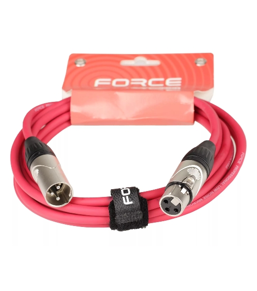 Микрофонный кабель FORCE FMC-05/3 RD XLR (F) -XLR (M), разъемы с никелевым корпусом и посеребренными контактами, 3 м, цвет красный