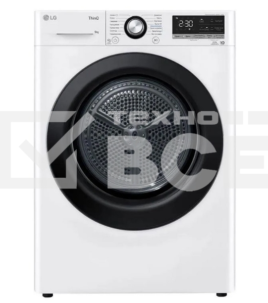 Сушильная машина LG DC90V3V6W белый, 9 кг, сушка - тепловой насос, программ - 14, 60 x 85 x 66 см