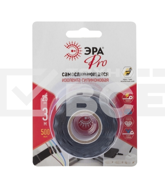 Изолента ЭРА PRO PROSS25 силиконовая самослипающаяся 25 мм х 3 м черная