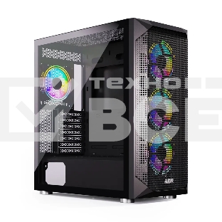 Компьютерный корпус ABR Quantum Black (1*USB Type-C, 2*USB 2.0, HD Audio, 4xRGB Fan, ATX, E-ATX)