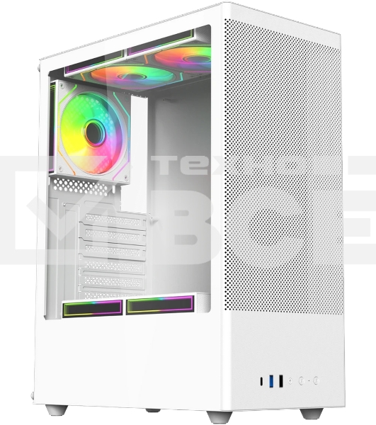 Компьютерный корпус ACD Citadel 108W ATX, Type-C + 2XUSB ports + HD audio combo, Mesh, TG, белый