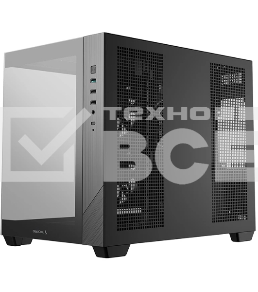 Компьютерный корпус Deepcool CG330 3F без БП, боковое окно (панорама), 3x120мм ARGB PWM вентилятора, черный, mATX