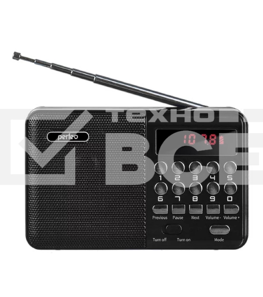 Радиоприемник цифровой Perfeo PALM FM+ 87.5-108МГц/MP3/питание USB или 18650/черный (i90-BL)