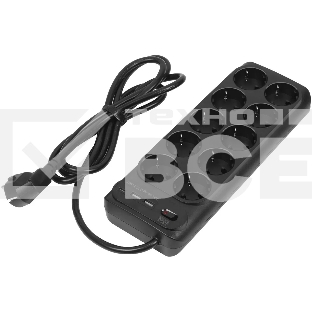 Сетевой фильтр Powercom SP-10 USB2A1СB 3,0 м 3.0м (10 розеток) черный, коробка