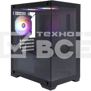 Компьютерный корпус 1STPLAYER MIKU Mi2 Black / mATX / 3x120mm LED fans / Mi2-BK-3F1