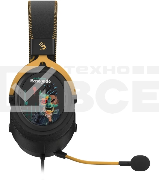 Наушники с микрофоном A4Tech Bloody M595 Renegade черный/рисунок 2.3м мониторные USB оголовье (M595)