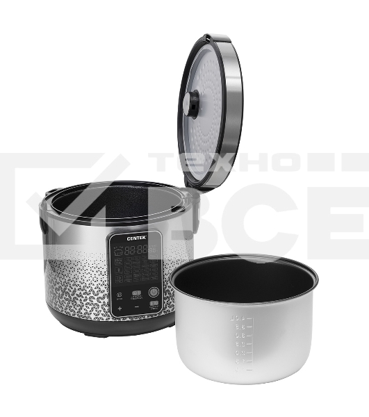 Мультиварка Centek CT-1499 (чёрный/сталь)  900Вт, 5.0л, 25 программ, мультиповар, антиприг. покрытие