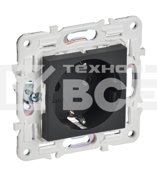 Розетка с/з без защитных шторок 16А IEK SKANDY SK-R05G графит