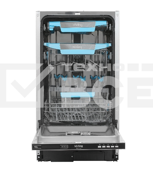 Встраиваемая посудомоечная машина Korting KDI 45570, нержавеющая сталь, 44.8 см, 10 компл., 47 дБ, класс A++