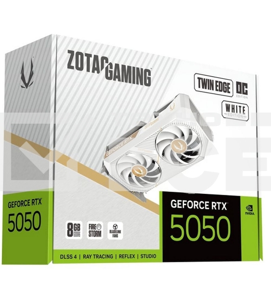 Видеокарта Zotac RTX 5050 TWIN EDGE OC WHITE ED 8Gb GDDR6 128bit 3xDP HDMI 2FAN MEDIUM PACK белый