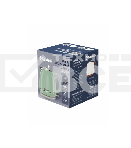 Чайник электрический Sakura SA-2187GR 1.7 л, зеленый/серый