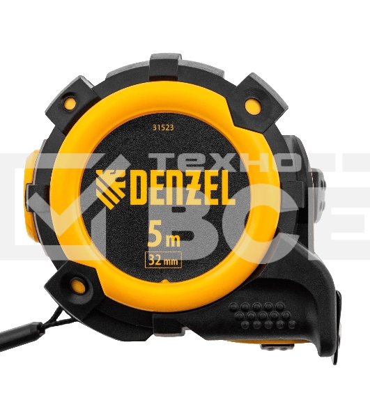 Рулетка Denzel 5 м х 32 мм, автоматич. фиксац., нейлон. покрытие, магнит. зацеп, двухстор. разметка