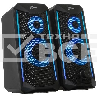 Акустическая система 2.0 Qumo Tornado AS008, 15 ВТ, объемное звучание, управляемая многорежимная RGb подсветка, USB/Jack 3,5мм