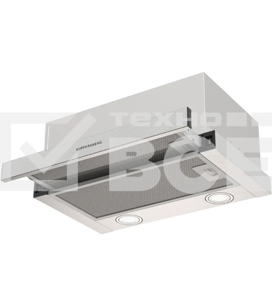 Встраиваемая вытяжка Kuppersberg SLIMHIT 50 X телескопическая, 50 см, High-Tech, макс. Производительность 750 м3/ч, 2 скорости, механическое управление, светодиодное освещение, уровень шума 51 дБ,  нержавеющая сталь