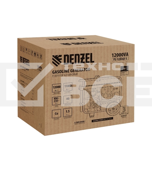 Электрогенератор бензиновый Denzel PS-120EAD-3, 12 кВт, 110 дБ, 180 кг