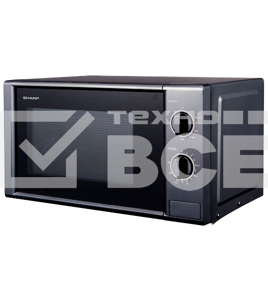 Микроволновая печь Sharp R-20GB-BK3 серый, 20 л, 700 Вт, переключатели - поворотный механизм